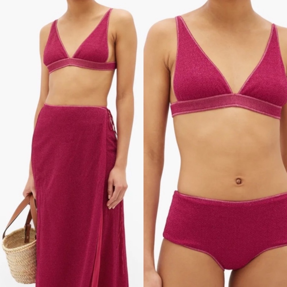 Oseree Lumiere High-rise Metallic Bikini Pink size medium NEW! New with tags!